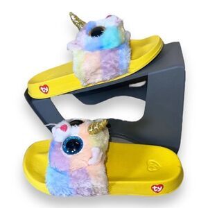 TY Unicorn Kitty Slide Sandals Yellow /‎ Multicolor Youth 1-3